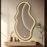 Espejo LED Asimétrico 2 | Botón táctil | Luz blanca cálida - Reyze Seria Salono Model 1 - Vertical