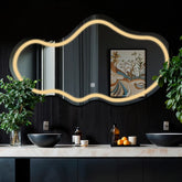 Espejo LED Asimétrico 2 | Botón táctil | Luz blanca cálida - Reyze Seria Salono Model 1 - Horizontal