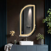 Espejo LED Semiovalado 1 | Botones táctiles | Función antivaho | Luz blanca cálida - Reyze Seria Salono Model 1