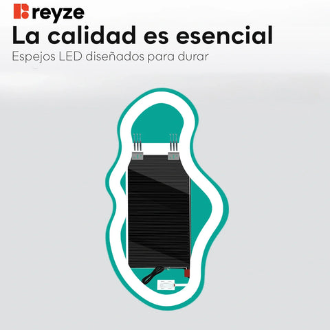 Espejo LED Asimétrico 2 | Botones táctiles | Función antivaho | Luz blanca fría - Reyze Seria Salono Model 1 - Vertical