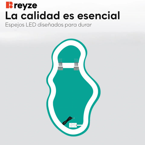 Espejo LED Asimétrico 2 | Control por interruptor de pared | Luz blanca cálida - Reyze Seria Ambient Model 1 - Vertical