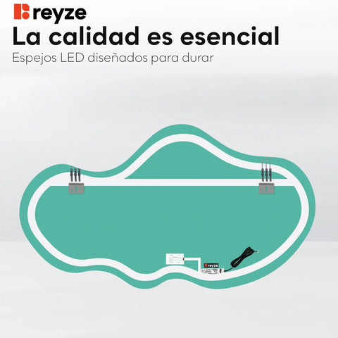 Espejo LED Asimétrico 2 | Botón táctil | Luz blanca neutra - Reyze Seria Salono Model 1 - Horizontal