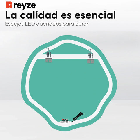 Espejo LED Asimétrico Ovalado | Control por interruptor de pared | Luz blanca neutra - Reyze Seria Ambient Model 1