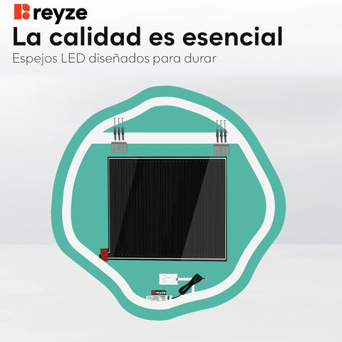 Espejo LED Asimétrico Ovalado | Botones táctiles | Función antivaho | Luz blanca cálida - Reyze Seria Ambient Model 1