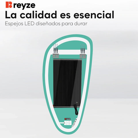 Espejo LED Asimétrico Vertical | Botones táctiles | Función antivaho | Luz blanca fría - Reyze Seria Salono Model 1