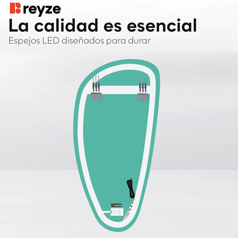 Espejo LED Asimétrico Vertical | Botón táctil | Luz blanca fría - Reyze Seria Ambient Model 1