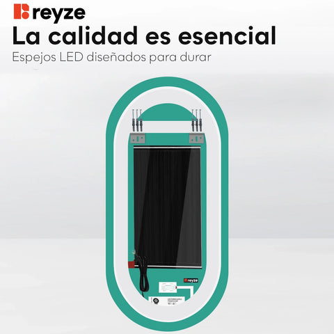 Espejo LED Ovalado | Botones táctiles | Función antivaho | Luz blanca neutra - Reyze Seria Salono Model 1