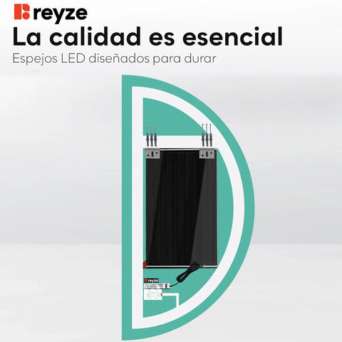 Espejo LED Media Luna | Botones táctiles | Función antivaho | Luz blanca neutra - Reyze Seria Ambient Model 1 - Lado Izquierdo