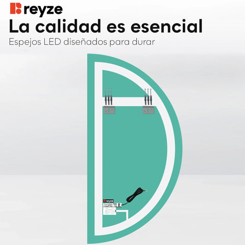 Espejo LED Media Luna | Botón táctil | Luz blanca cálida - Reyze Seria Salono Model 1 - Lado Izquierdo
