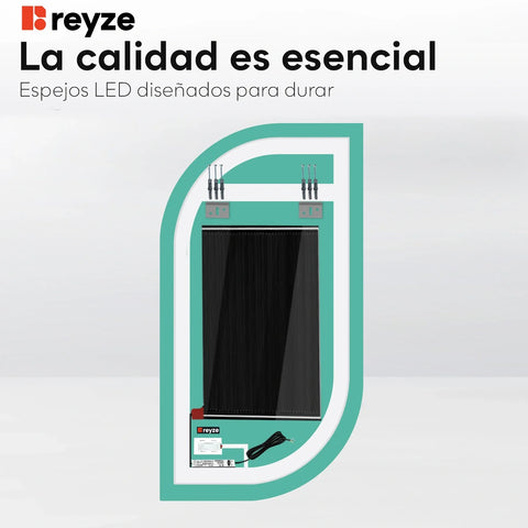Espejo LED Semiovalado 1 | Botones táctiles | Función antivaho | Luz blanca fría - Reyze Seria Salono Model 1