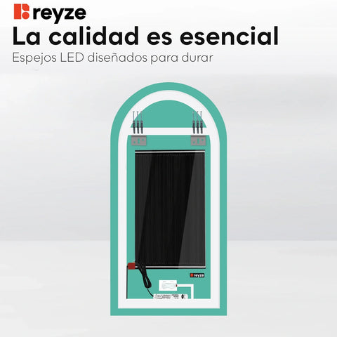 Espejo LED Semiovalado 2 | Botones táctiles | Función antivaho | Luz blanca fría - Reyze Seria Salono Model 1