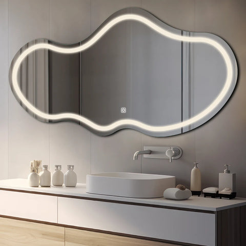 Espejo LED Asimétrico 2 | Botón táctil | Luz blanca neutra - Reyze Seria Salono Model 1 - Horizontal