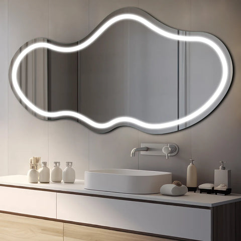 Espejo LED Asimétrico 2 | Control por interruptor de pared | Luz blanca fría - Reyze Seria Salono Model 1 - Horizontal