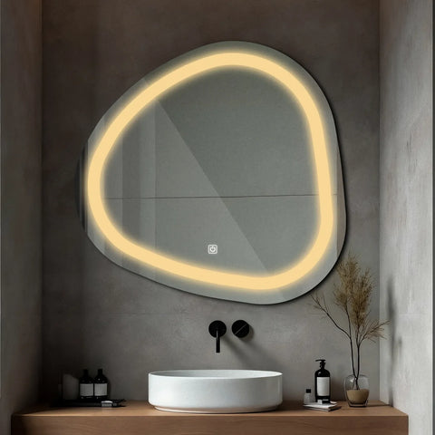 Espejo LED Asimétrico | Botón táctil | Luz blanca cálida - Reyze Seria Salono Model 1