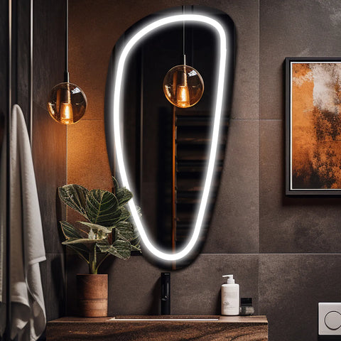 Espejo LED Asimétrico Vertical | Control por interruptor de pared | Luz blanca fría - Reyze Seria Salono Model 1