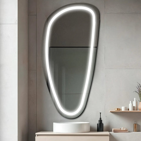 Espejo LED Asimétrico Vertical | Control por interruptor de pared | Luz blanca fría - Reyze Seria Salono Model 1