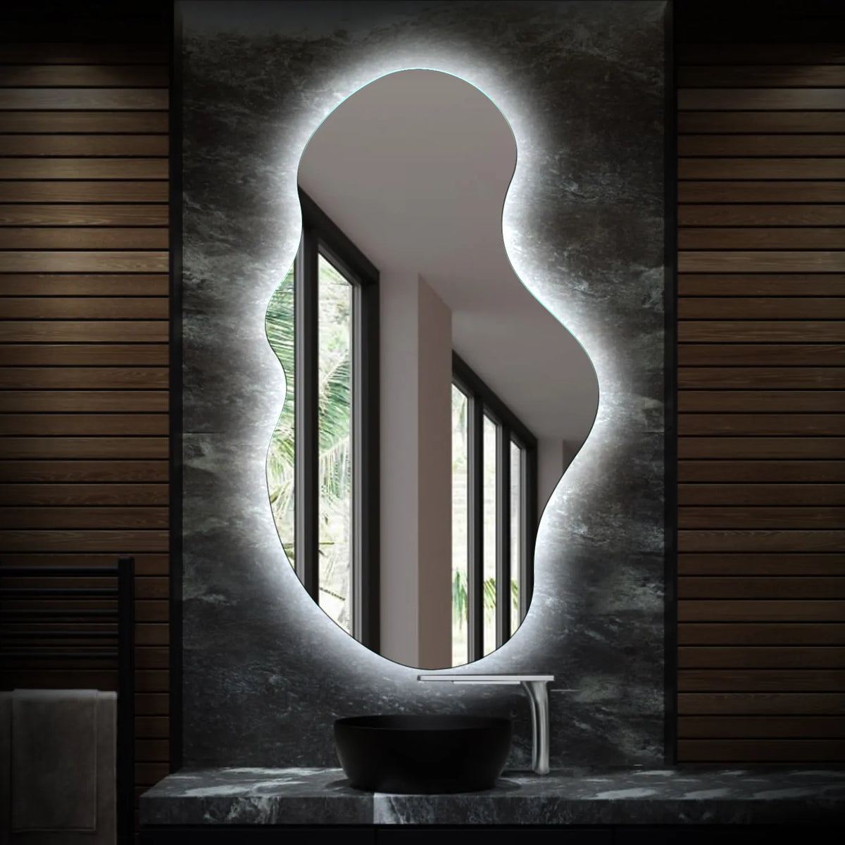 Espejo LED Asimétrico 2 | Control por interruptor de pared | Luz blanca fría - Reyze Seria Ambient Model 1 - Vertical