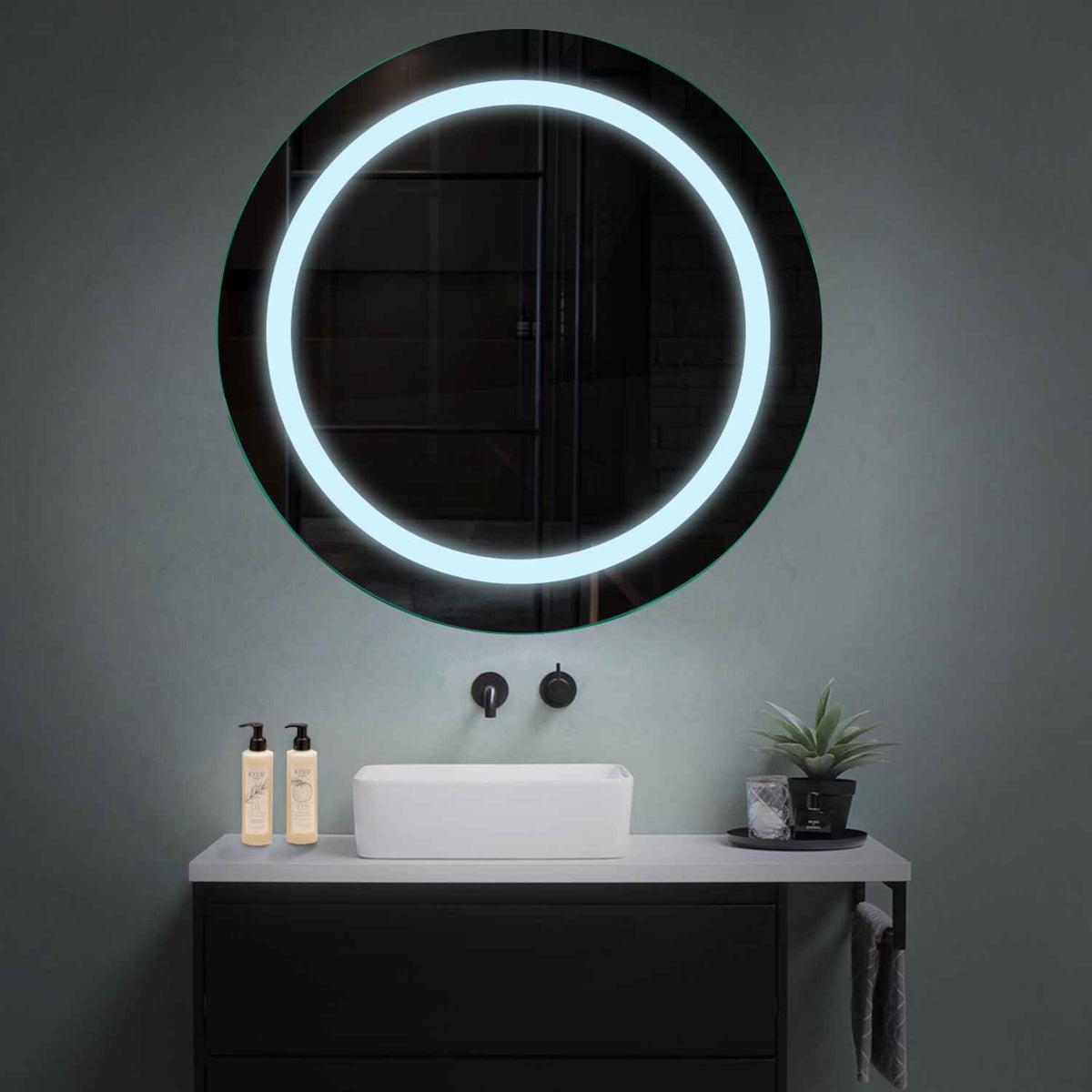 Espejo LED Redondo | Control por interruptor de pared | Luz blanca fría - Reyze Seria Salono Model 1