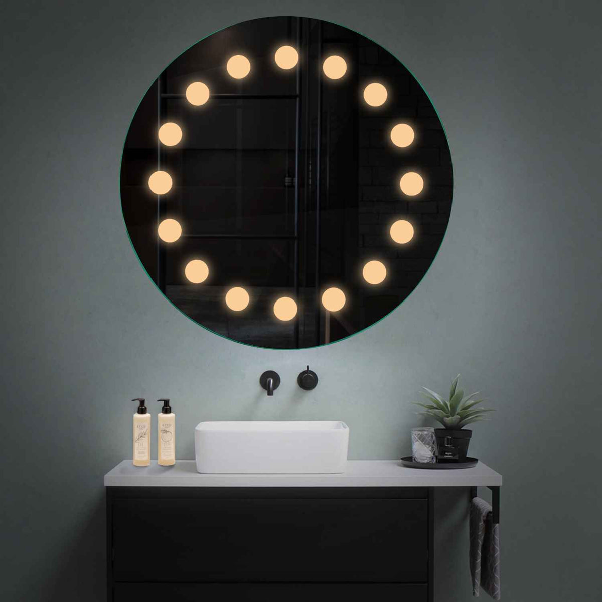 Espejo LED Redondo | Control por interruptor de pared | Luz blanca cálida - Reyze Seria Salono Model 6