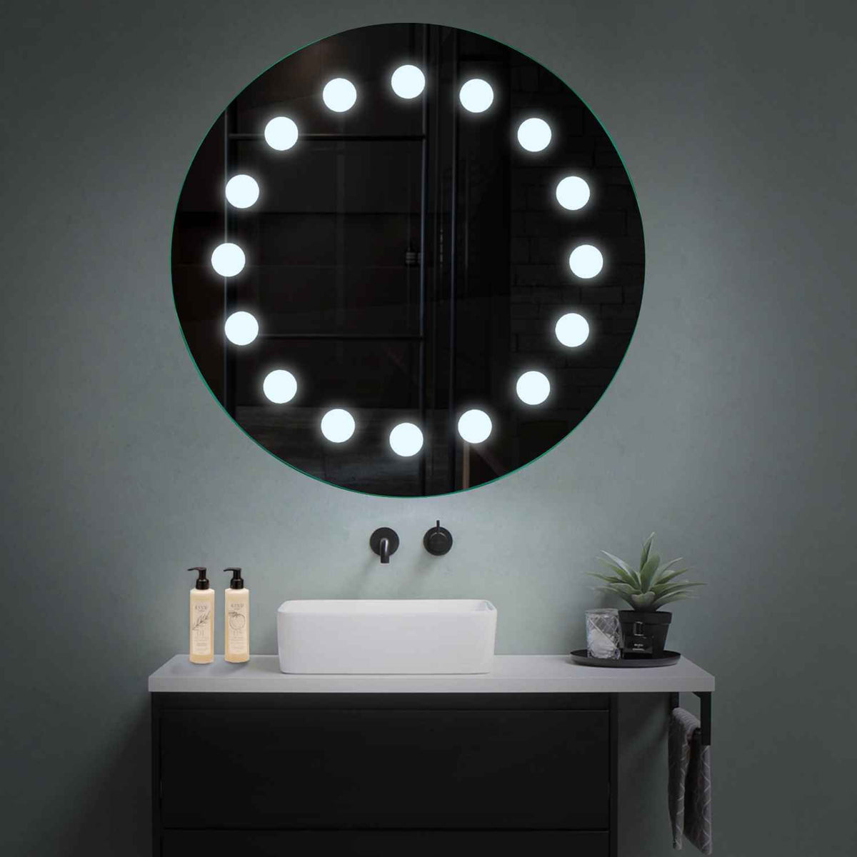 Espejo LED Redondo | Control por interruptor de pared | Luz blanca fría - Reyze Seria Salono Model 6