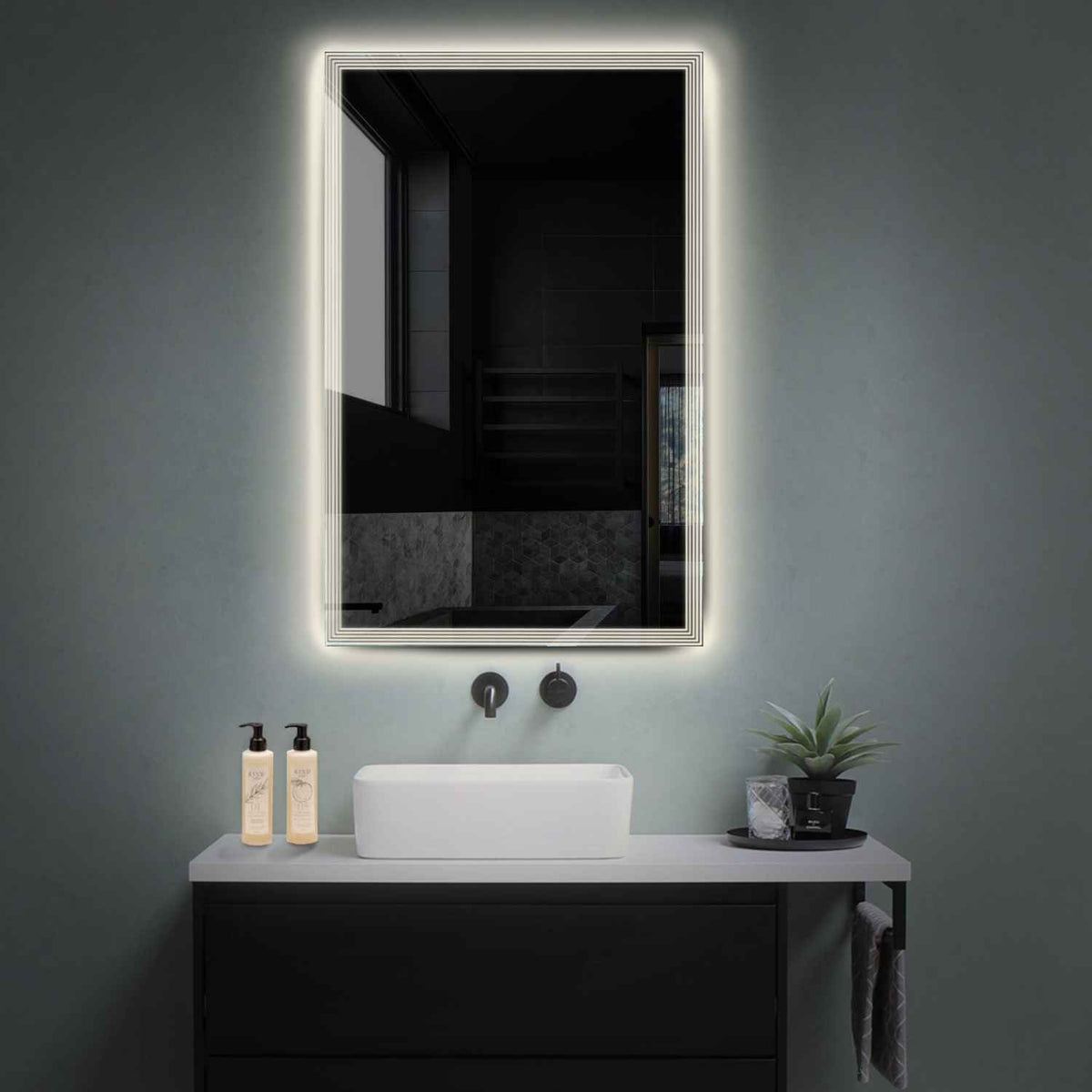 Espejo LED Vertical | Control por interruptor de pared | Luz blanca neutra - Reyze Seria Edge Model 1