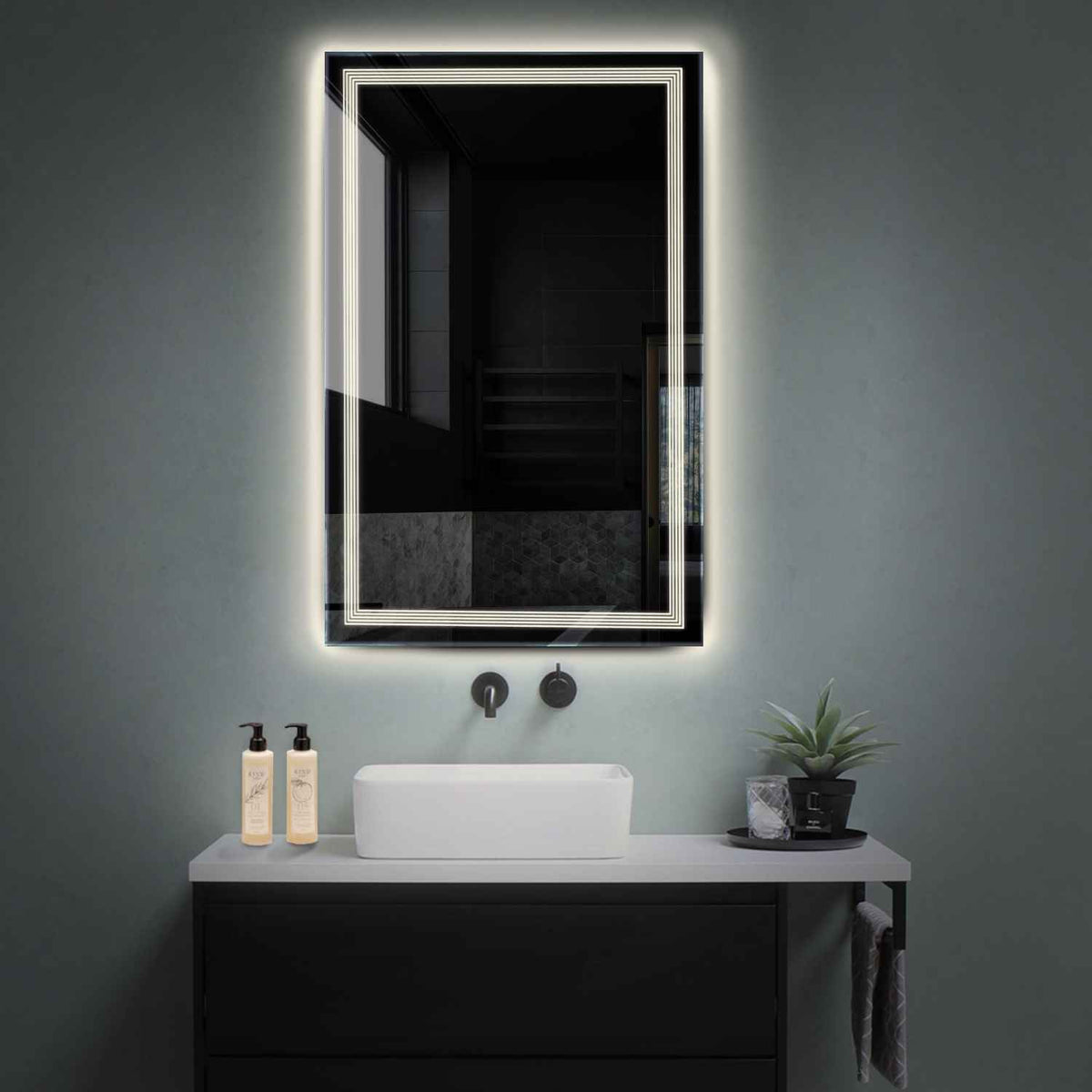 Espejo LED Vertical | Control por interruptor de pared | Luz blanca neutra - Reyze Seria Minimal Model 1