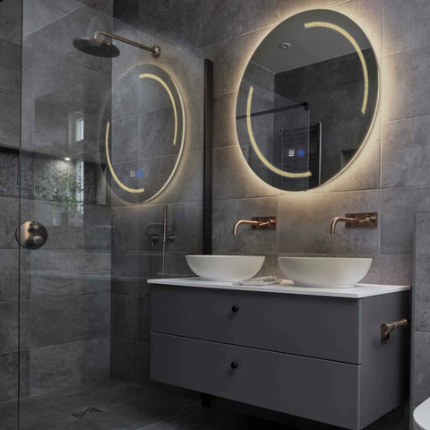 Espejo LED Redondo | Botones táctiles | Función antivaho | Luz blanca cálida - Reyze Seria Minimal Model 2