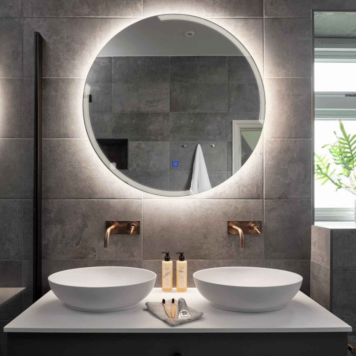 Espejo LED Redondo | Botón táctil | Luz blanca neutra - Reyze Seria Edge Model 2