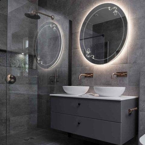 Espejo LED Redondo | Control por interruptor de pared | Luz blanca neutra - Reyze Seria Good Vibes Model 5