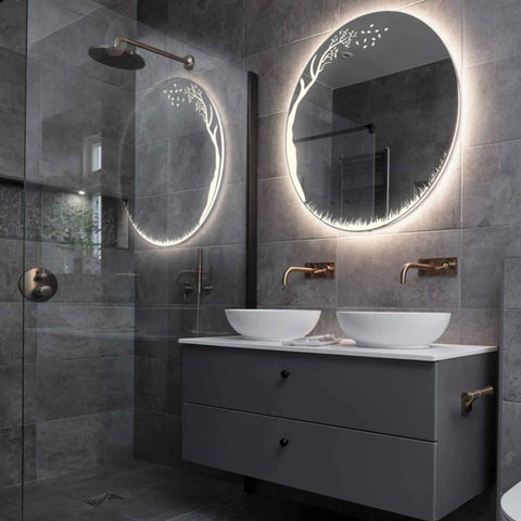 Espejo LED Redondo | Control por interruptor de pared | Luz blanca neutra - Reyze Seria Good Vibes Model 8