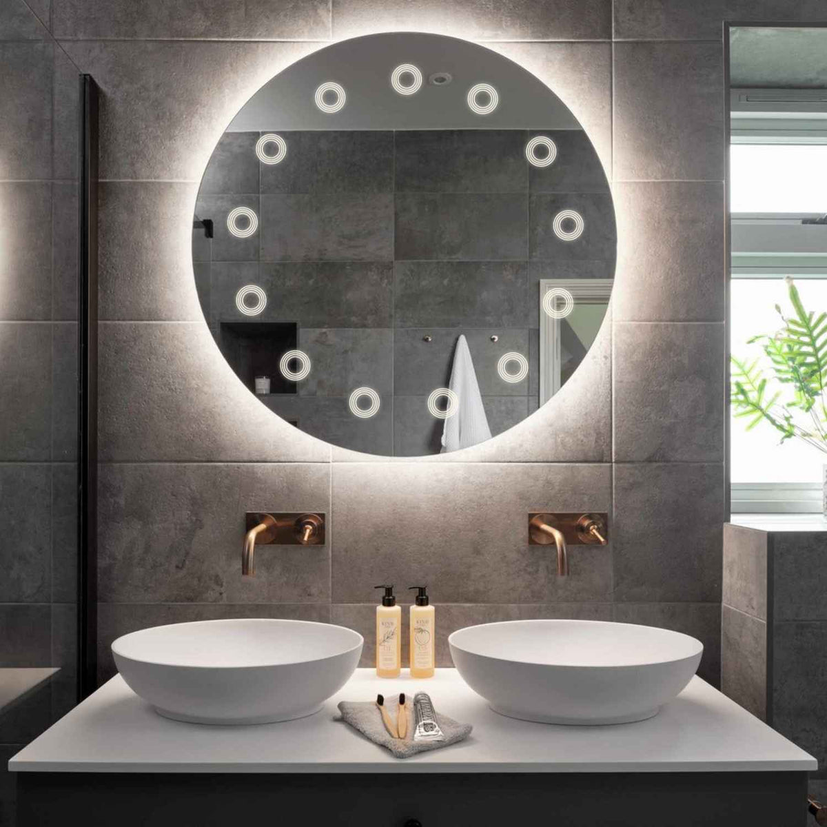 Espejo LED Redondo | Control por interruptor de pared | Luz blanca neutra - Reyze Seria Minimal Model 4