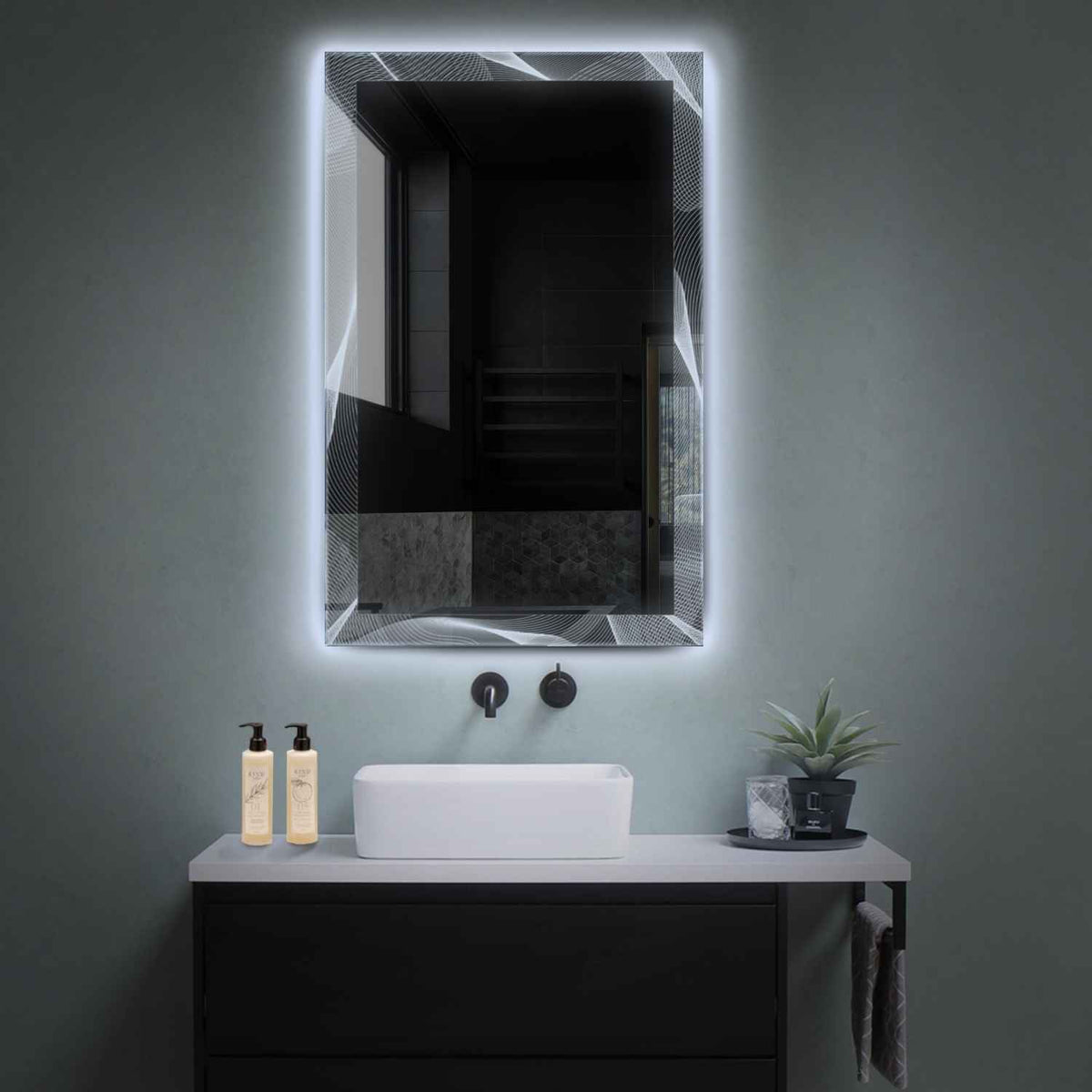 Espejo LED Vertical | Control por interruptor de pared | Luz blanca fría - Reyze Seria Simetria Model 2