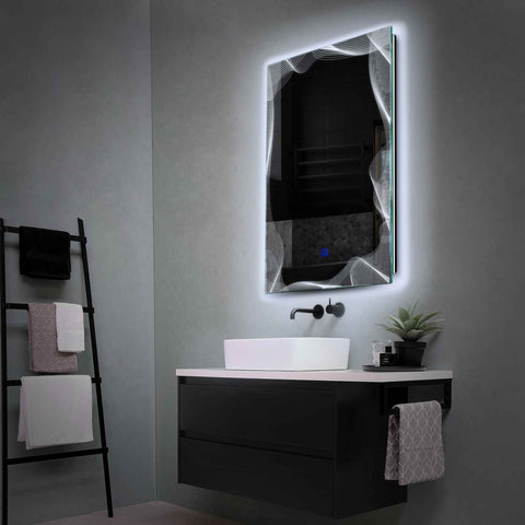Espejo LED Vertical | Botón táctil | Luz blanca fría - Reyze Seria Simetria Model 3