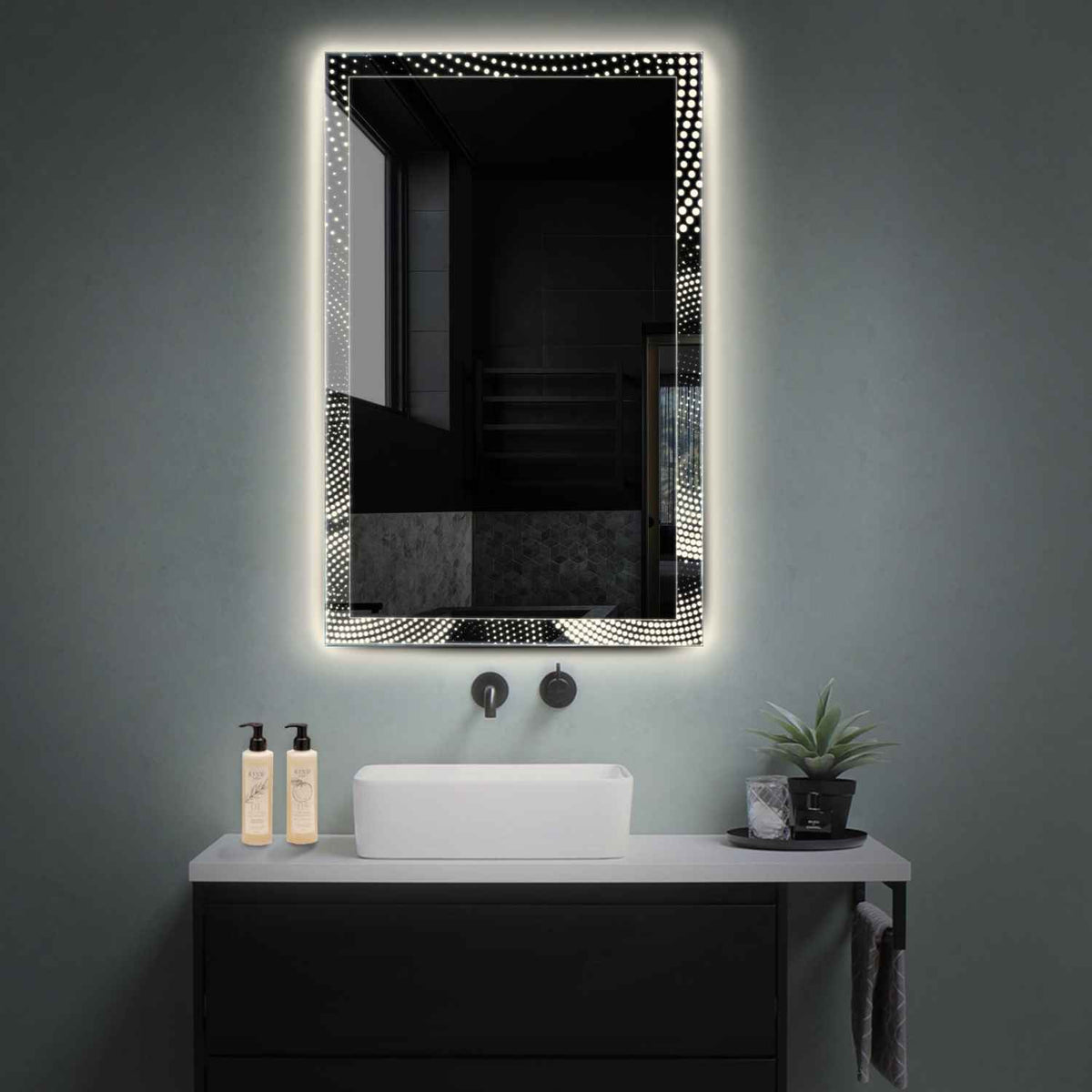 Espejo LED Vertical | Control por interruptor de pared | Luz blanca neutra - Reyze Seria Simetria Model 8