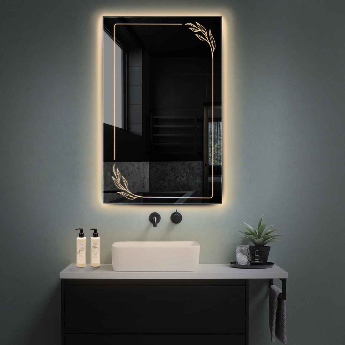 Espejo LED Vertical | Control por interruptor de pared | Luz blanca cálida - Reyze Seria Good Vibes Model 1