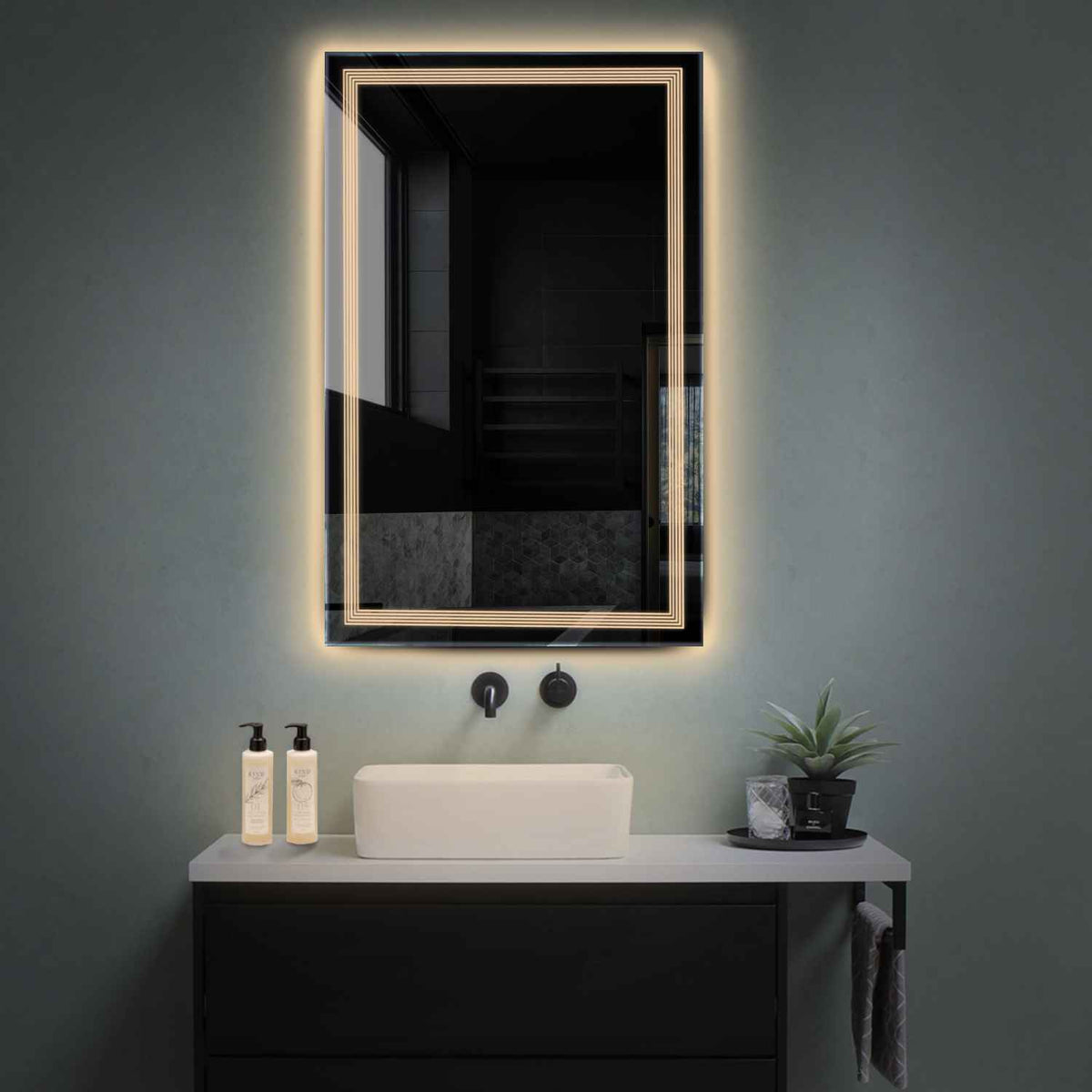 Espejo LED Vertical | Control por interruptor de pared | Luz blanca cálida - Reyze Seria Minimal Model 1