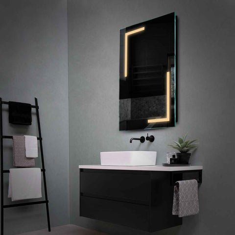 Espejo LED Vertical | Control por interruptor de pared | Luz blanca cálida - Reyze Seria Salono Model 3