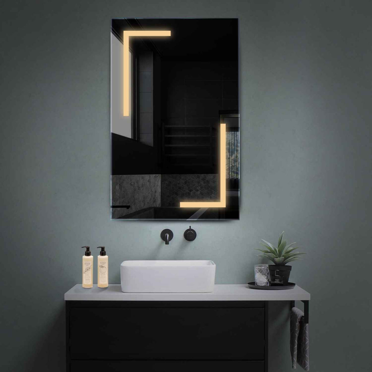 Espejo LED Vertical | Control por interruptor de pared | Luz blanca cálida - Reyze Seria Salono Model 3