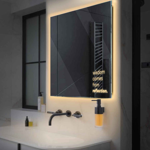 Espejo LED Cuadrado | Control por interruptor de pared | Luz blanca cálida - Reyze Seria Motivated Model 1
