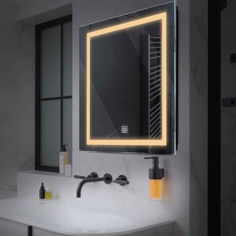 Espejo LED Cuadrado | Botón táctil | Luz blanca cálida - Reyze Seria Salono Model 1