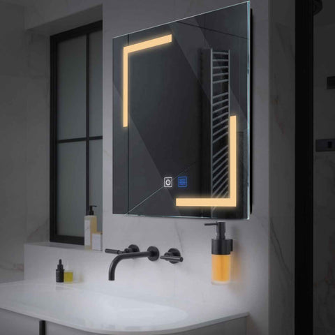 Espejo LED Cuadrado | Botones táctiles | Función antivaho | Luz blanca cálida - Reyze Seria Salono Model 3