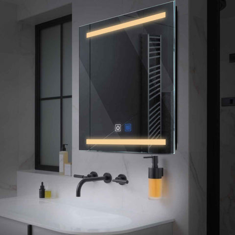 Espejo LED Cuadrado | Botones táctiles | Función antivaho | Luz blanca cálida - Reyze Seria Salono Model 4