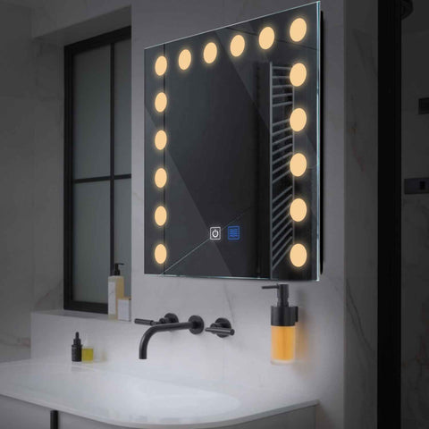 Espejo LED Cuadrado | Botones táctiles | Función antivaho | Luz blanca cálida - Reyze Seria Salono Model 6