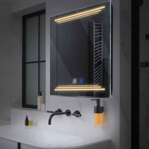 Espejo LED Cuadrado | Botones táctiles | Función antivaho | Luz blanca cálida - Reyze Seria Salono Model 7
