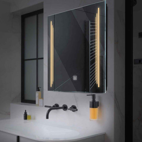 Espejo LED Cuadrado | Botón táctil | Luz blanca cálida - Reyze Seria Salono Model 8