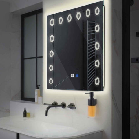 Espejo LED Cuadrado | Botones táctiles | Función antivaho | Luz blanca neutra - Reyze Seria Minimal Model 4