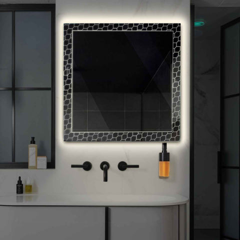 Espejo LED Cuadrado | Control por interruptor de pared | Luz blanca neutra - Reyze Seria Official Model 7