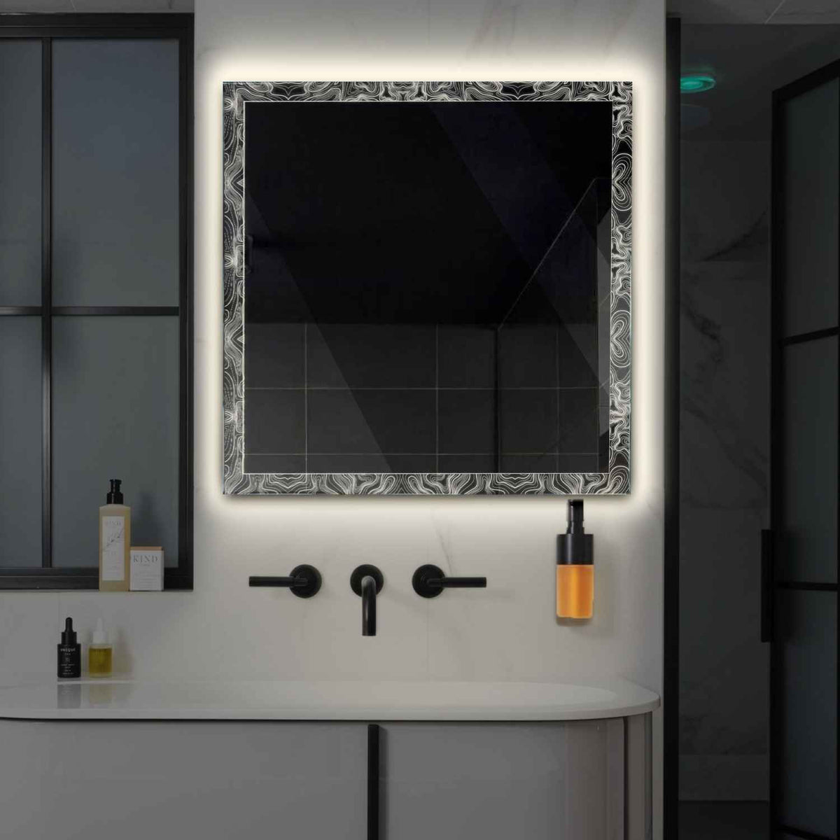 Espejo LED Cuadrado | Control por interruptor de pared | Luz blanca neutra - Reyze Seria Official Model 8