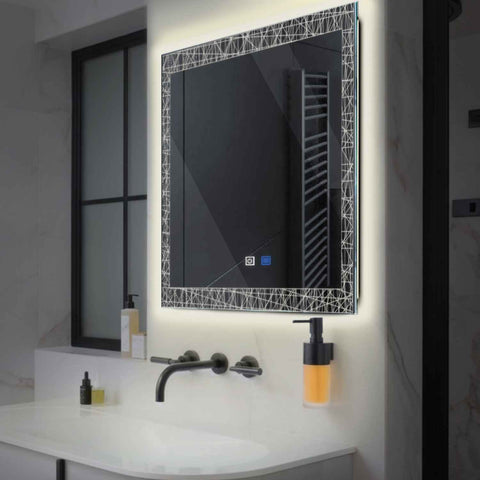 Espejo LED Cuadrado | Botones táctiles | Función antivaho | Luz blanca neutra - Reyze Seria Simetria Model 1