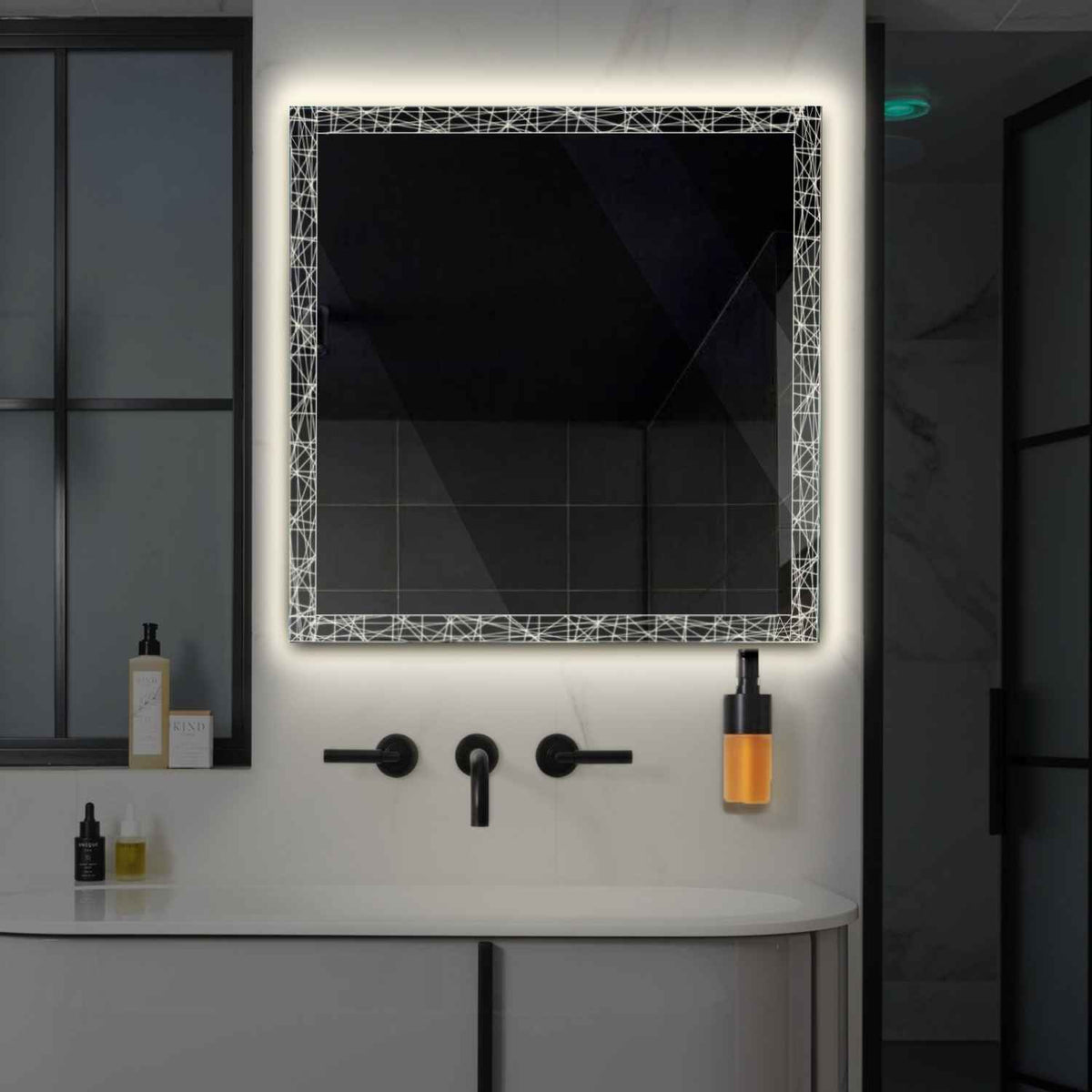 Espejo LED Cuadrado | Control por interruptor de pared | Luz blanca neutra - Reyze Seria Simetria Model 1